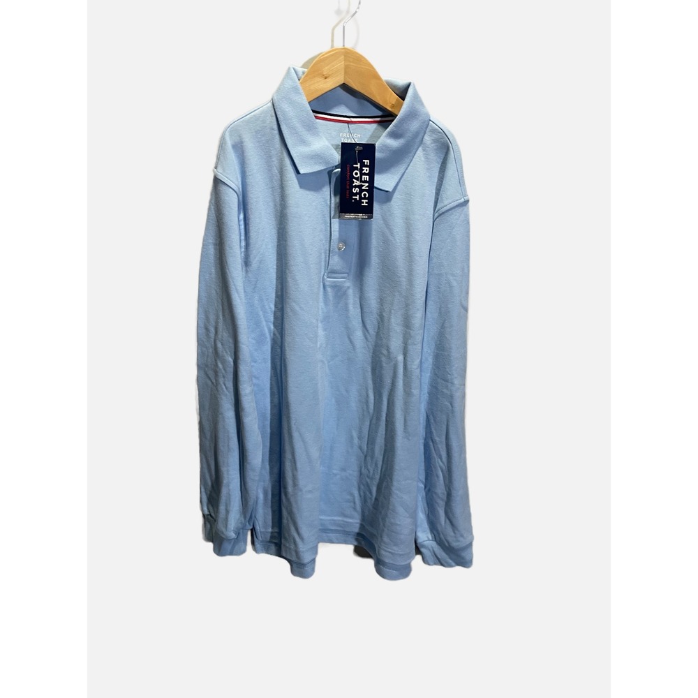 French Toast Polo Shirt Kids XL(14/16) Light Blue Long Sleeve School Uniform Cla